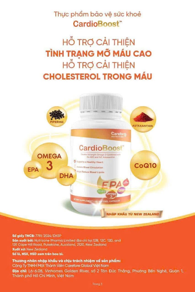 Viên uống bổ sung Omega3 CoQ10 Cardiboost 60 viên