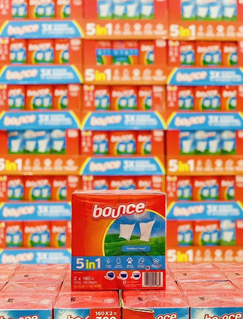Set 2 Hộp Giấy Thơm Quần Áo Bounce 5in1 400 Tờ Của Mỹ