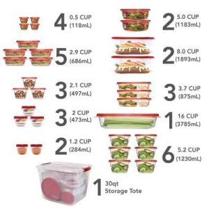 Hộp Nhựa Đựng Thực Phẩm Cao Cấp Rubbermaid 64 món _ Mỹ