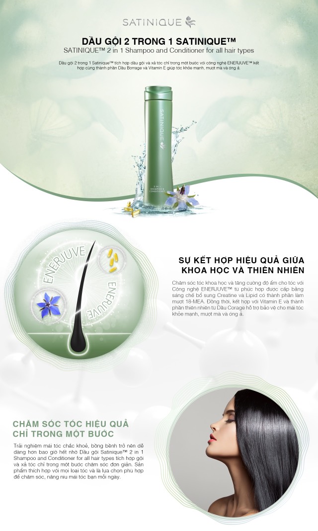 Dầu gội đầu 2 trong 1 Satinique 280ml