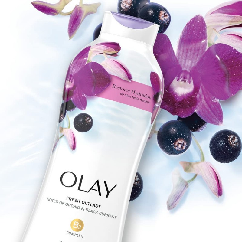 Sữa tắm Olay Fresh Outlast Soothing Orchid & Black Currant 700ml hương thơm của hoa phong lan và quả lý chua đen