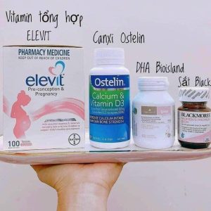 Bổ bầu Úc Elevit viatamin tổng hợp cho mẹ bầu 100 viên