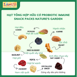 Hạt tổng hợp hữu cơ Probiotic Immune  Snack Packs Nature's Garden 24 gói  (Mega Immune Mix & Immune Booster, 34 g/gói)