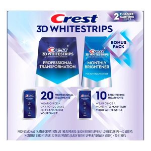 Set miếng dán trắng răng Crest 3D Whitestrips Professional Transformation Monthly Brightener