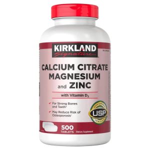 Viên uống canxi Calcium Citrate Magnesium and Zinc Kirkland Hỗ trợ xương khớp 500 viên của Mỹ