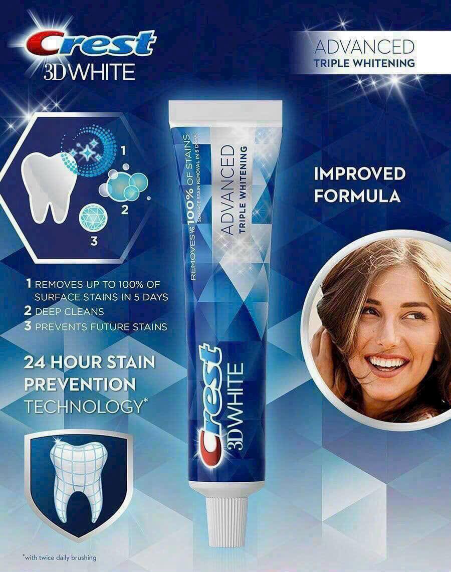 Kem Đánh Răng Crest 3D White Pro Advanced Whitening 147g Của Mỹ