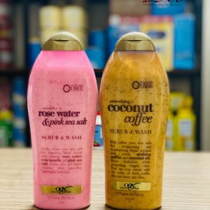 Sữa Tắm Tẩy Tế Bào Chết OGX Sensitive + Rose Water & Pink Sea Salt Scrub & Wash 577ml