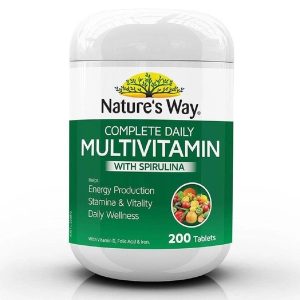 Viên uống bổ sung Vitamin Tổng Hợp Và Tảo Xoắn Nature’s Way Multivitamin Spirulina, 200 viên