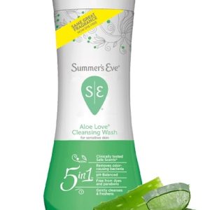 Nước rửa vệ sinh phụ nữ Summer’s Eve xanh lá cây aloe, sensitive Cleansing Wash 444ml