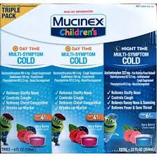 Set Siro Trị Ho Cảm Và Hạ Sốt Cho Trẻ Em Mucinex Children’s Multi Symptom Cold Ngày và Đêm (118ml x 3)